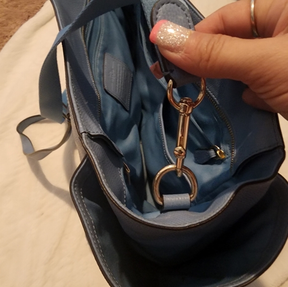 Coach baby blue large diaper bag or weekender travel bag tons of pockets! - Picture 10 of 11